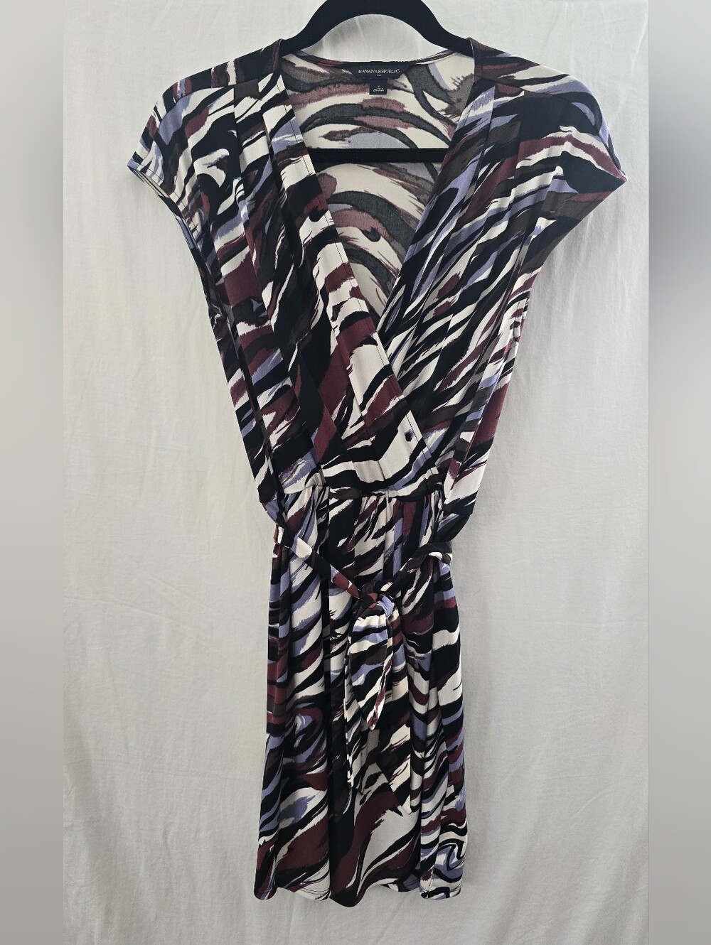 Banana Republic Abstract Wave Faux Wrap Dress Multicolor S